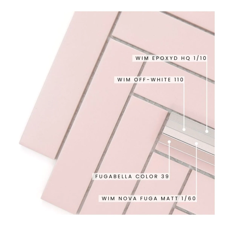 Raw Decor Jodełka XL Pink matowa różowa mozaika