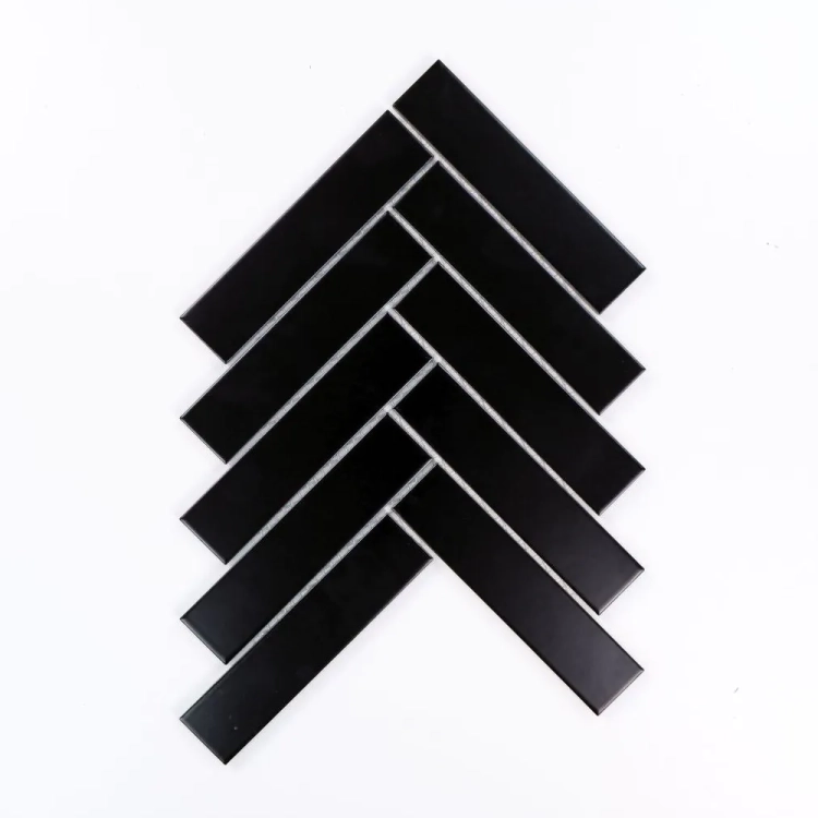 Raw Decor Jodełka XL Czarna matowa mozaika