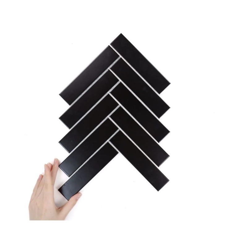 Raw Decor Jodełka XL Czarna matowa mozaika