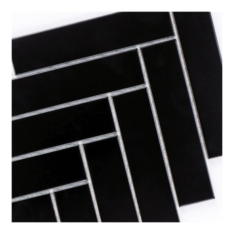 Raw Decor Jodełka XL Czarna matowa mozaika