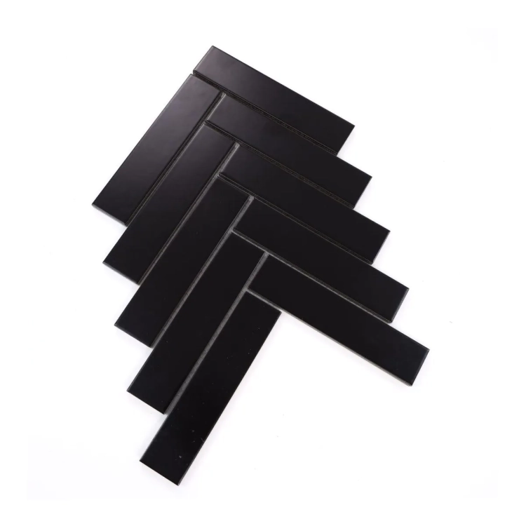 Raw Decor Jodełka XL Czarna matowa mozaika