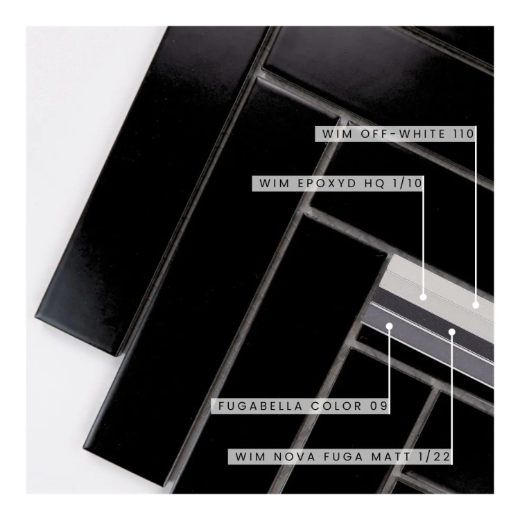 Raw Decor Jodełka XL Czarna matowa mozaika