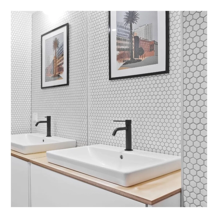 Raw Decor Heksagon Mały Biały Połysk mozaika plastry miodu