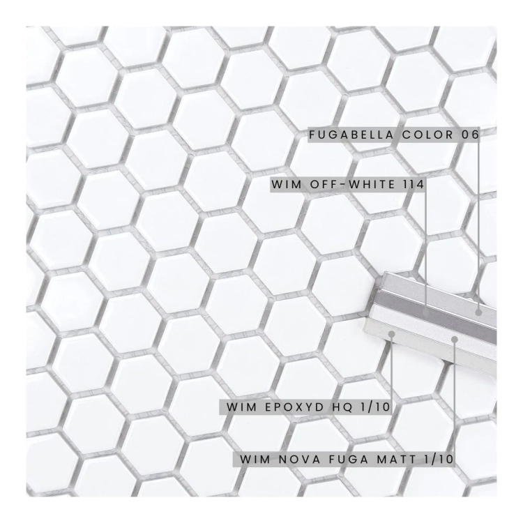 Raw Decor Heksagon Mały Biały Połysk mozaika plastry miodu