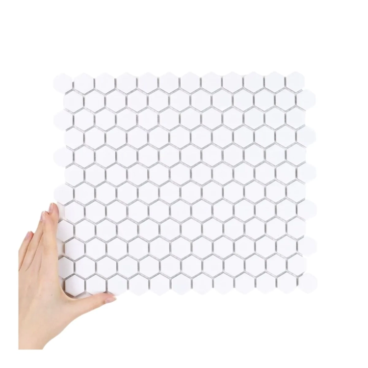 Raw Decor Heksagon Mały Biały Połysk mozaika plastry miodu