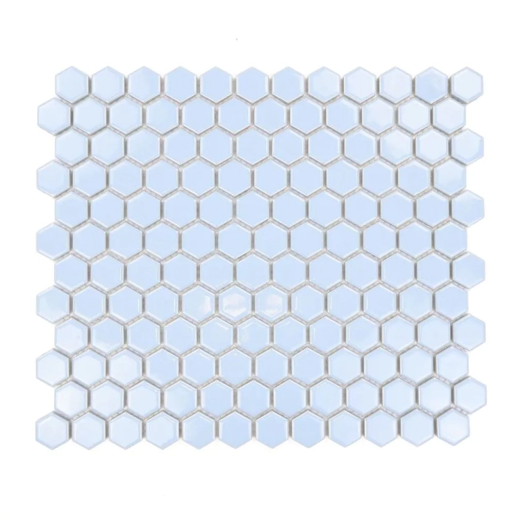 Raw Decor Heksagon Mały Błękitny Połysk mozaika plastry miodu