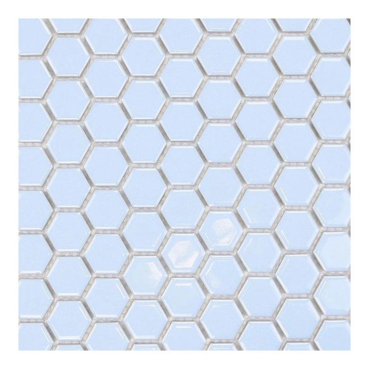 Raw Decor Heksagon Mały Błękitny Połysk mozaika plastry miodu