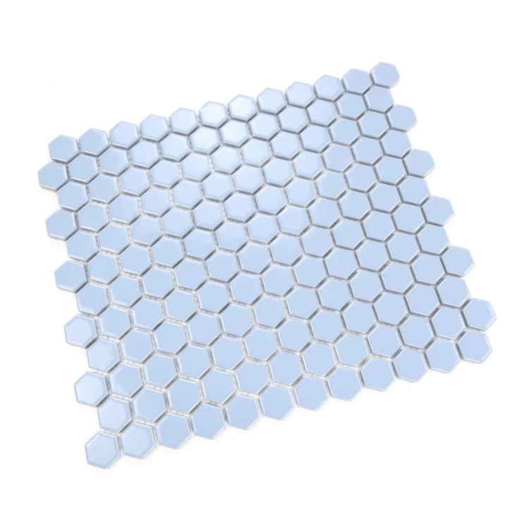 Raw Decor Heksagon Mały Błękitny Połysk mozaika plastry miodu