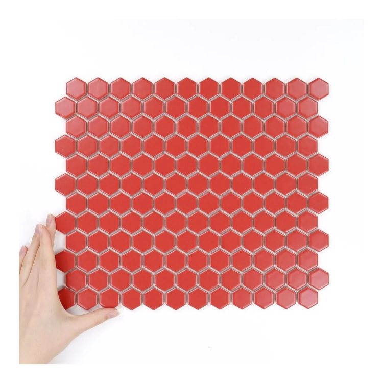 Raw Decor Heksagon Mały Czerwony Matowy mozaika plastry miodu