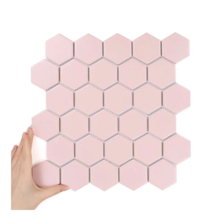 Raw Decor Heksagon duży różowy matowy