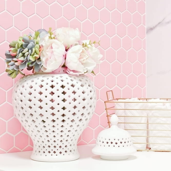 Raw Decor Heksagon duży różowy matowy