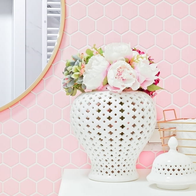 Raw Decor Heksagon duży różowy matowy