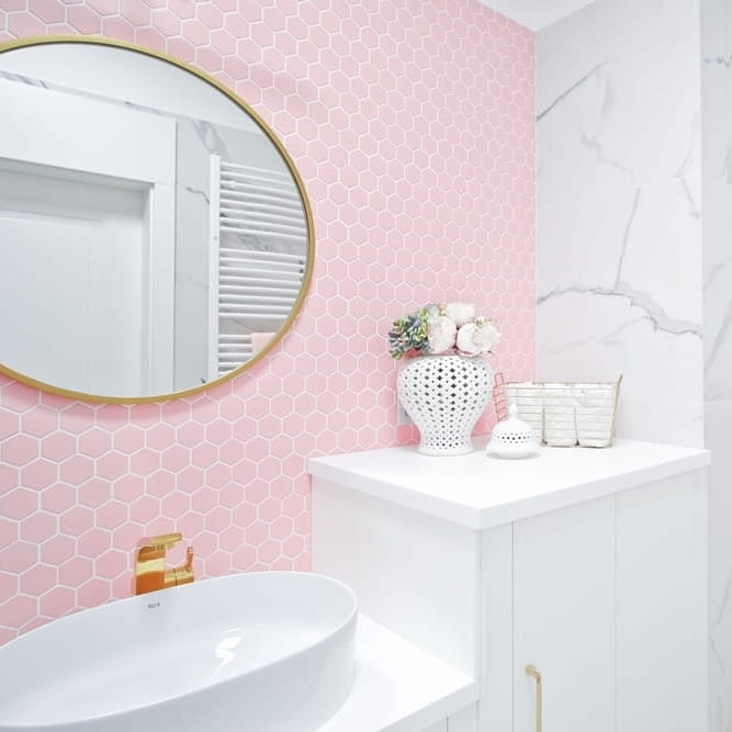 Raw Decor Heksagon duży różowy matowy