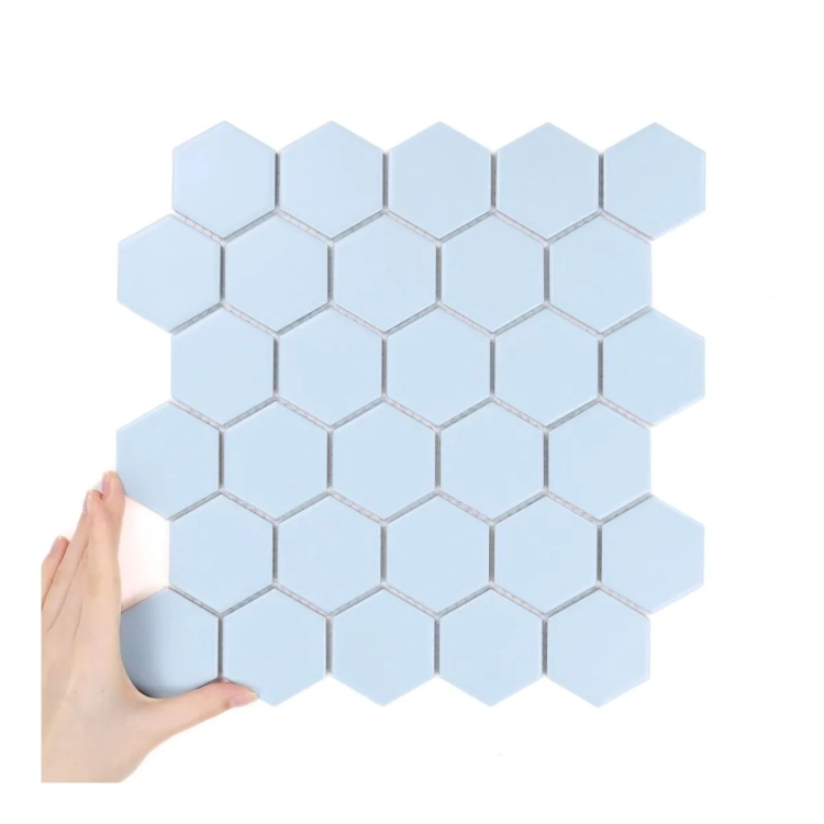 Raw Decor Heksagon duży błękitny matowy