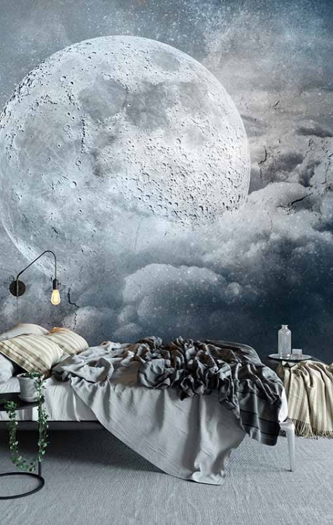 Księżyc i chmury nocą tapeta na fizelinie