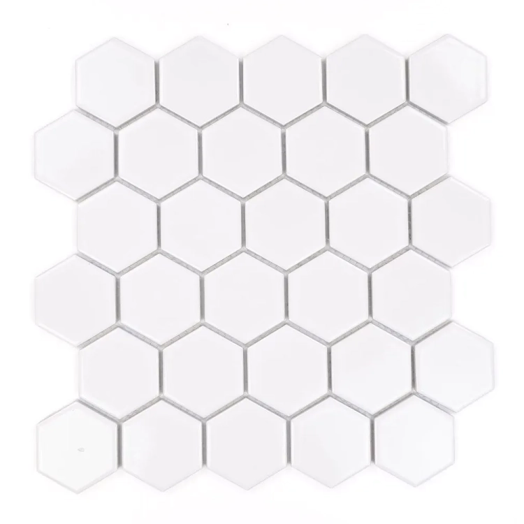 Raw Decor Heksagon Duży Biały Połysk mozaika plastry miodu