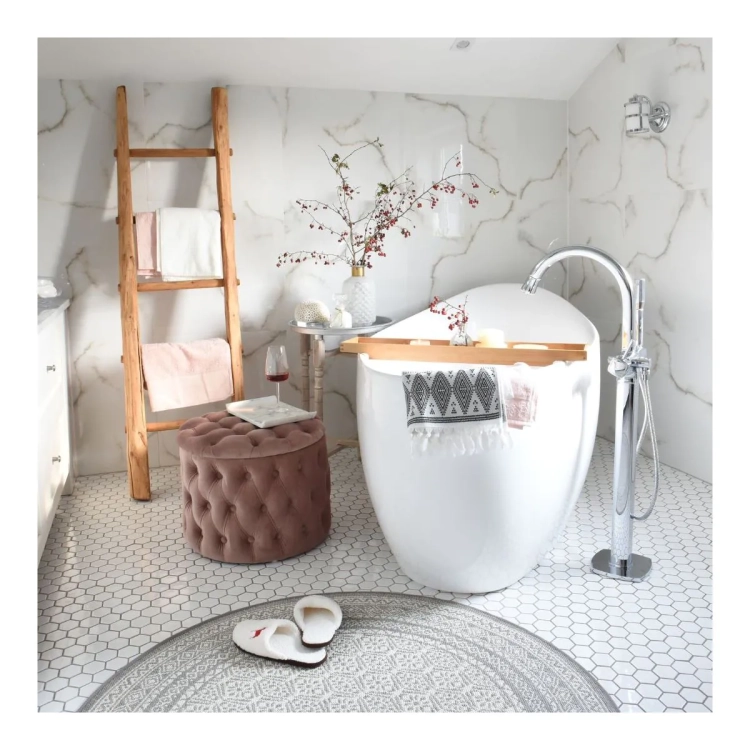 Raw Decor Heksagon Duży Biały Połysk mozaika plastry miodu