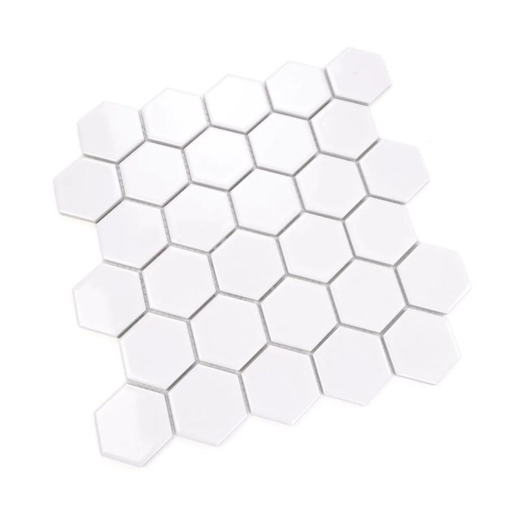 Raw Decor Heksagon Duży Biały Połysk mozaika plastry miodu