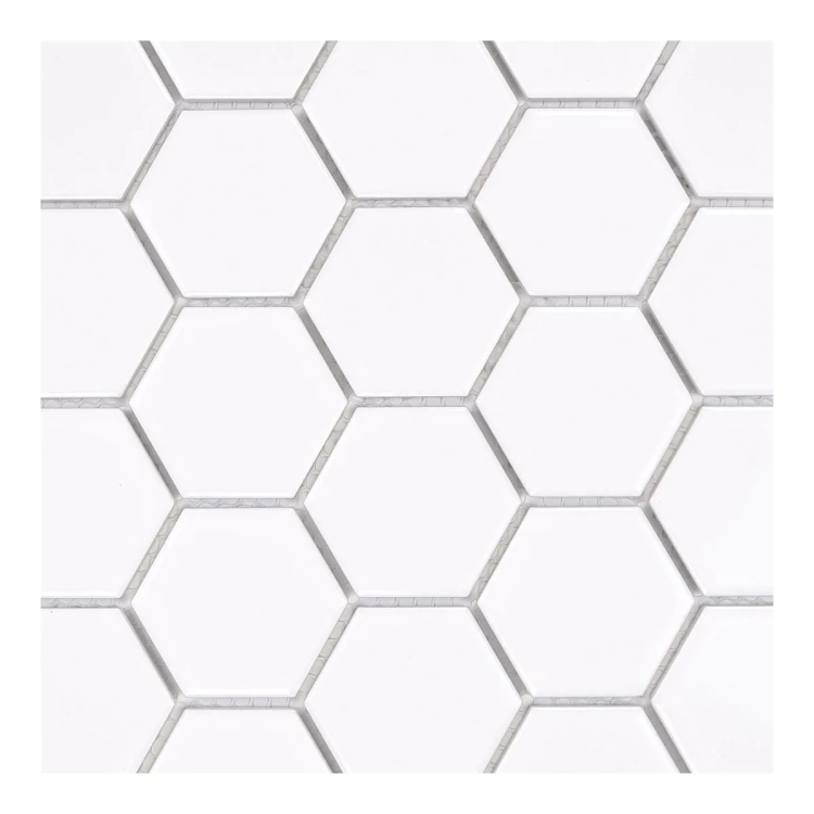 Raw Decor Heksagon Duży Biały Połysk mozaika plastry miodu