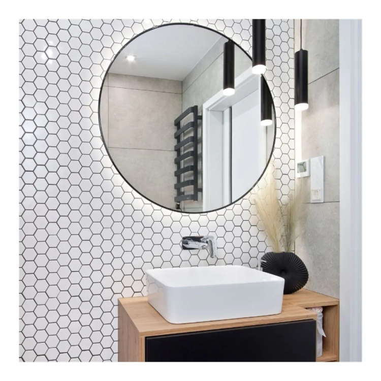 Raw Decor Heksagon Duży Biały Połysk mozaika plastry miodu