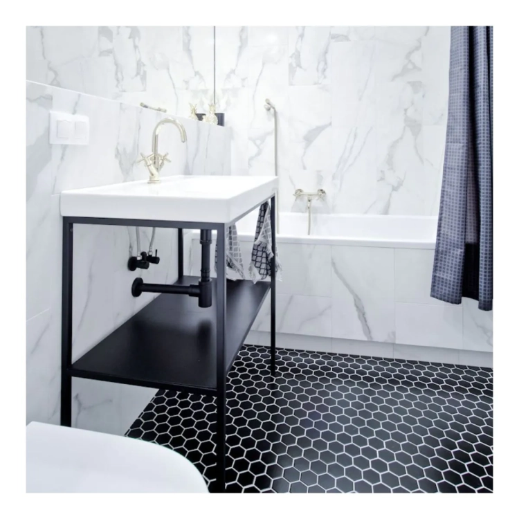 Raw Decor Heksagon Duży Czarny Matowy