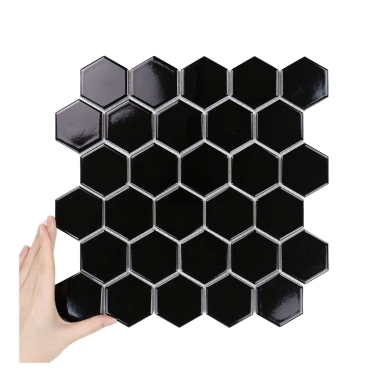 Raw Decor Heksagon Duży Czarny Połysk