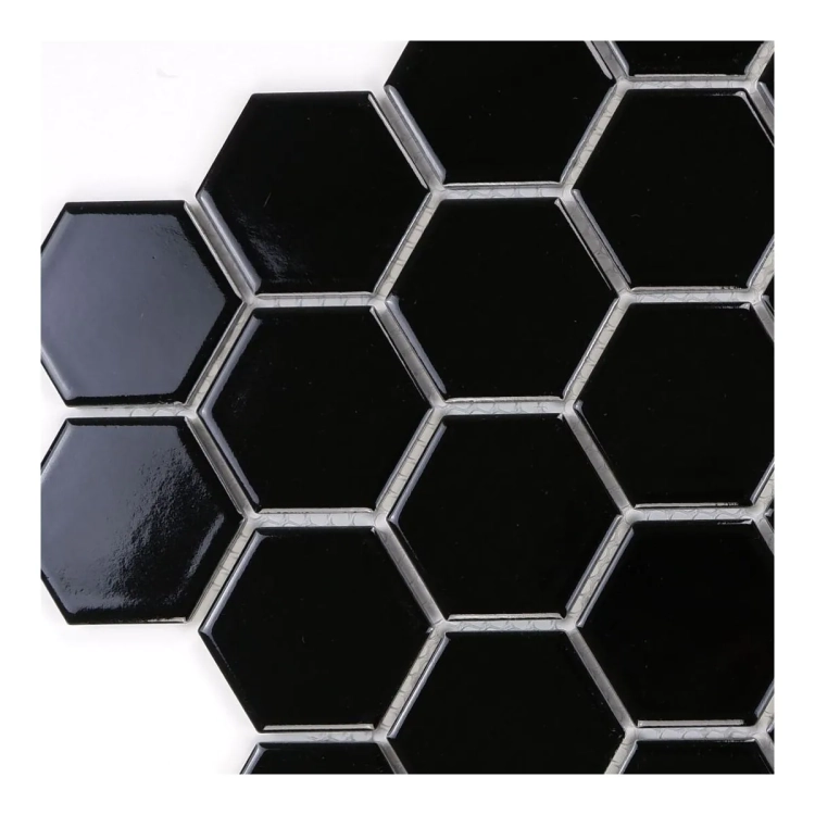 Raw Decor Heksagon Duży Czarny Połysk