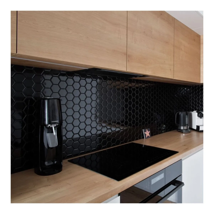 Raw Decor Heksagon Duży Czarny Połysk