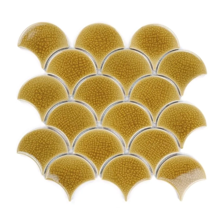 Raw Decor Flabellum Amber Bursztynowa mozaika łuska połysk