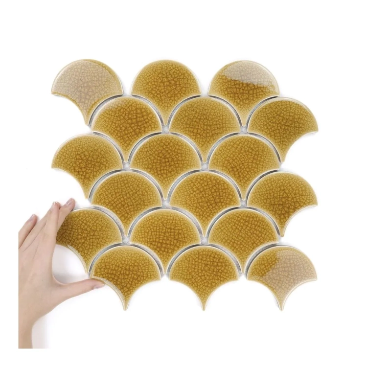 Raw Decor Flabellum Amber Bursztynowa mozaika łuska połysk