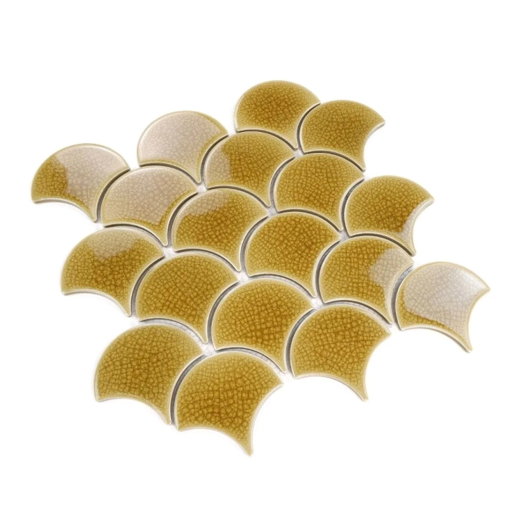 Raw Decor Flabellum Amber Bursztynowa mozaika łuska połysk