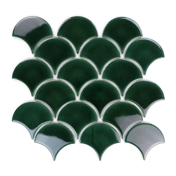 Raw Decor Flabellum Emerald zielona mozaika łuska połysk