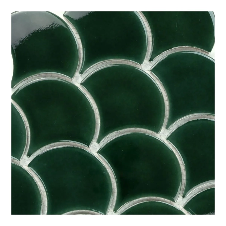 Raw Decor Flabellum Emerald zielona mozaika łuska połysk