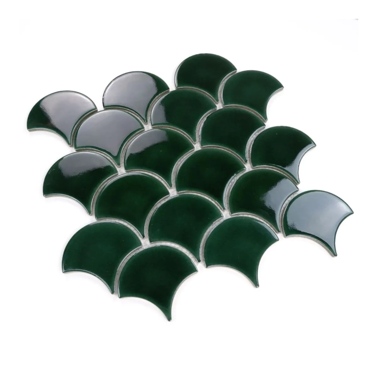Raw Decor Flabellum Emerald zielona mozaika łuska połysk
