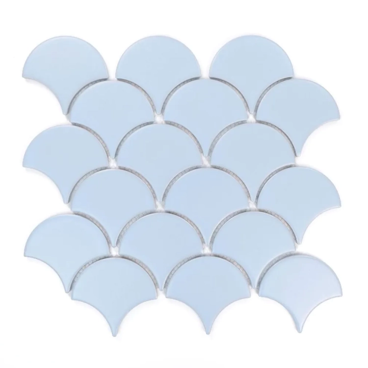 Raw Decor Flabellum Light Blue błękitna mozaika łuska połysk