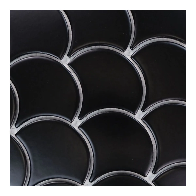 Raw Decor Flabellum Black czarna matowa mozaika łuska