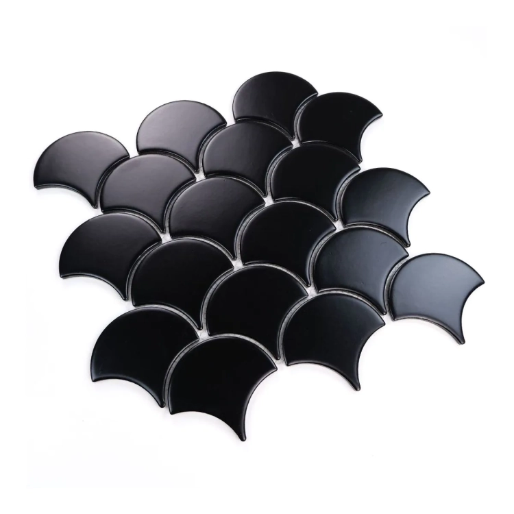 Raw Decor Flabellum Black czarna matowa mozaika łuska