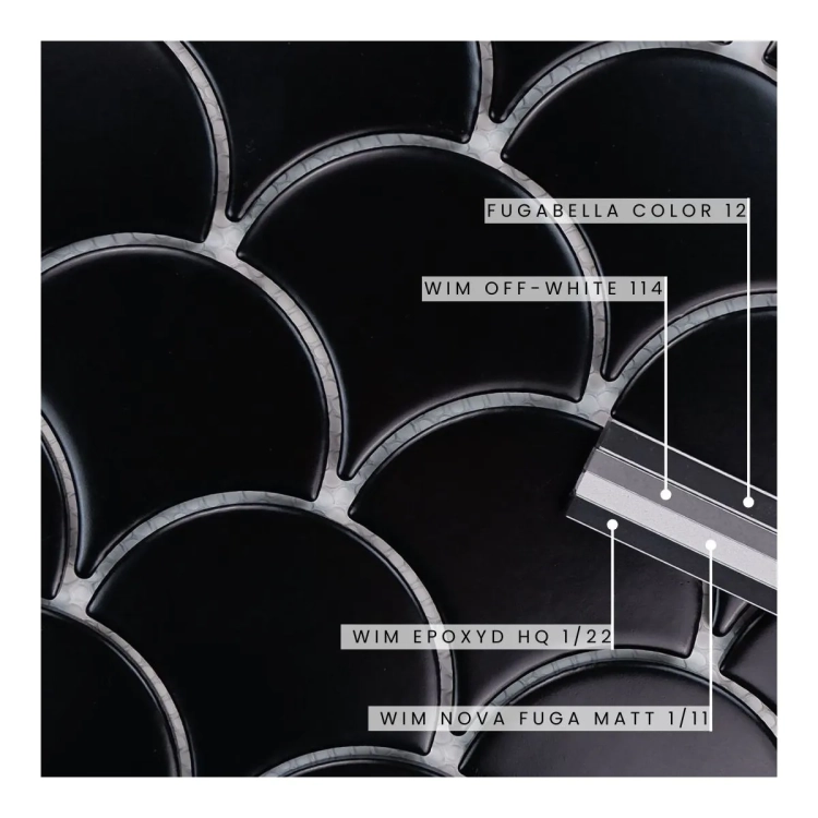 Raw Decor Flabellum Black czarna matowa mozaika łuska