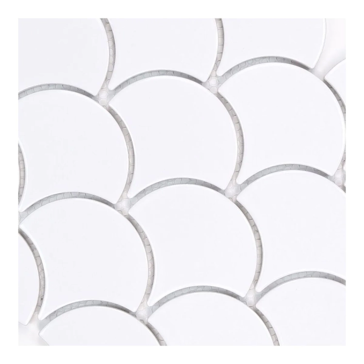 Raw Decor Flabellum White Połysk biała mozaika łuska
