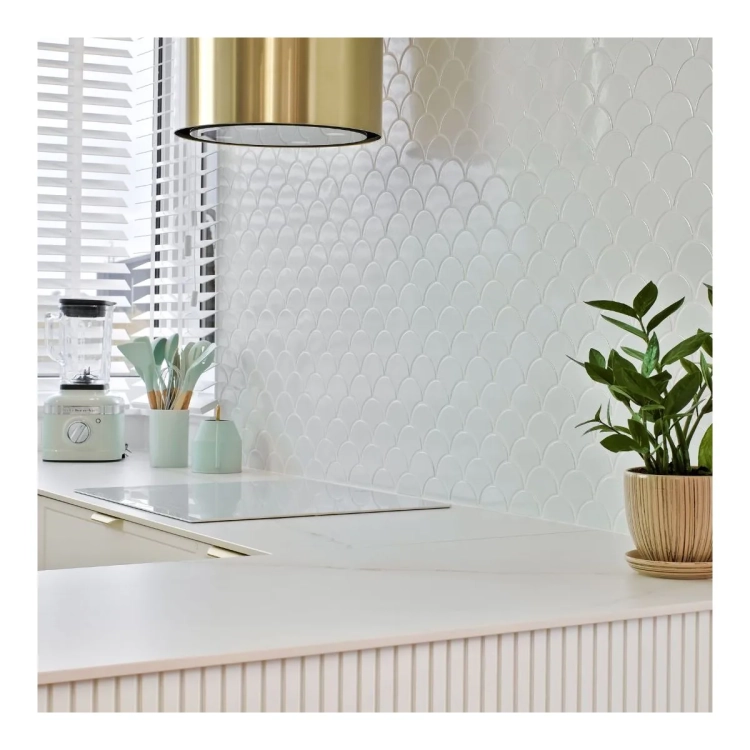 Raw Decor Flabellum White Połysk biała mozaika łuska