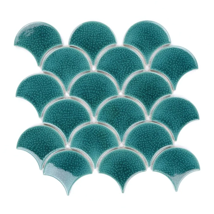 Raw Decor Flabellum Blue Lagoon morska mozaika łuska połysk