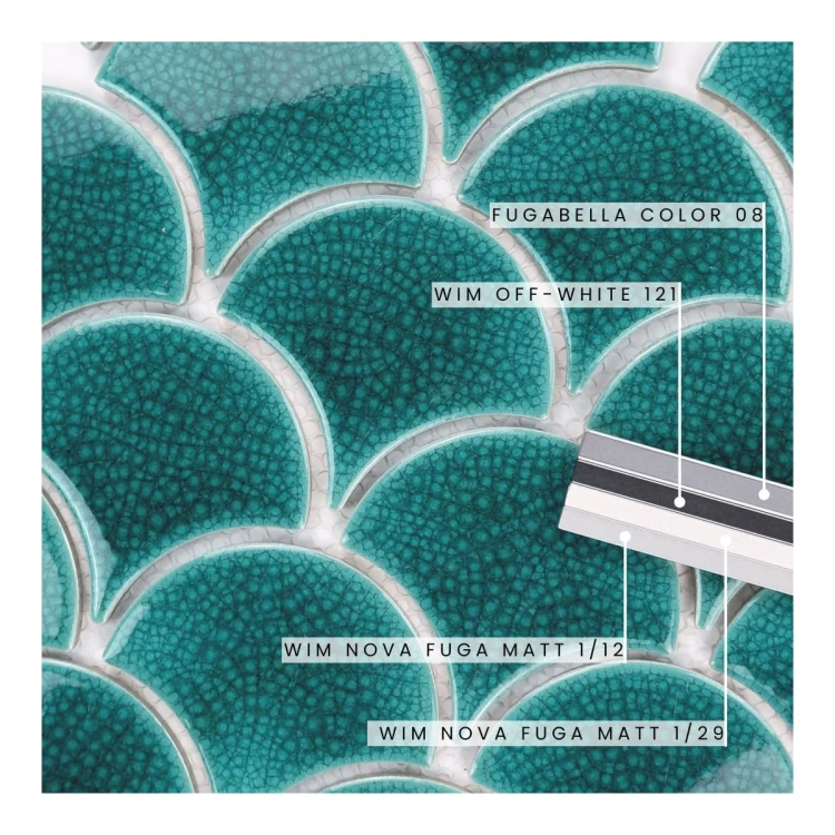 Raw Decor Flabellum Blue Lagoon morska mozaika łuska połysk