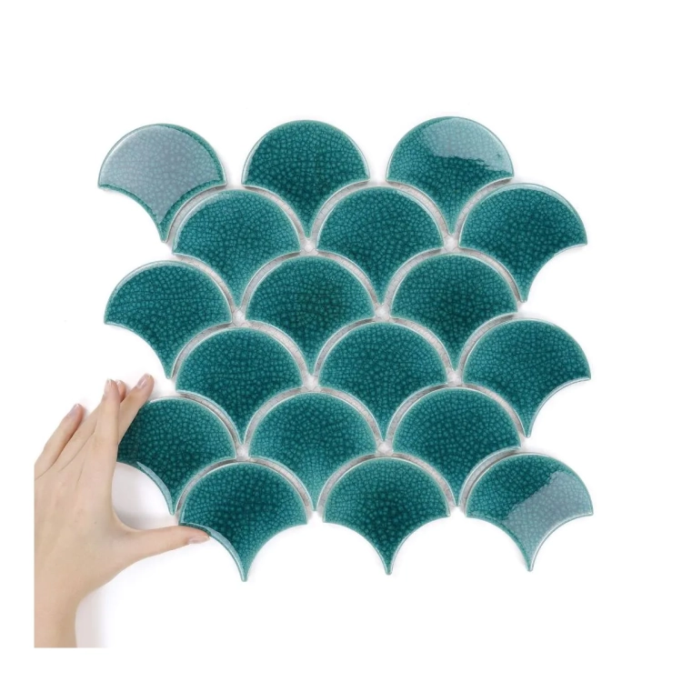 Raw Decor Flabellum Blue Lagoon morska mozaika łuska połysk