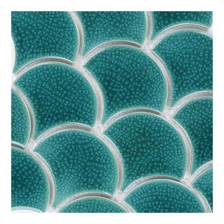 Raw Decor Flabellum Blue Lagoon morska mozaika łuska połysk