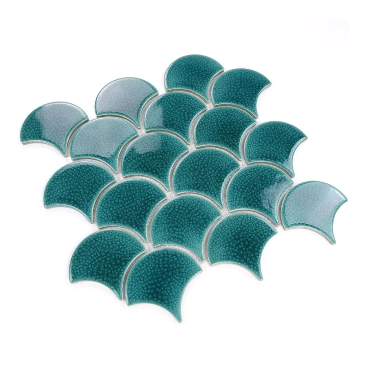 Raw Decor Flabellum Blue Lagoon morska mozaika łuska połysk