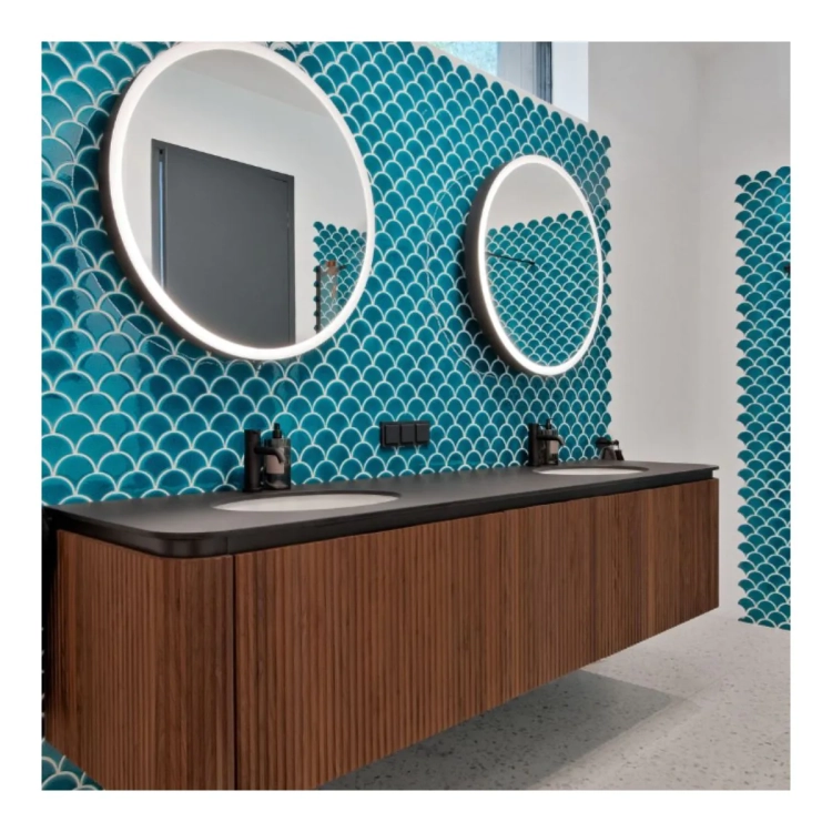 Raw Decor Flabellum Blue Lagoon morska mozaika łuska połysk