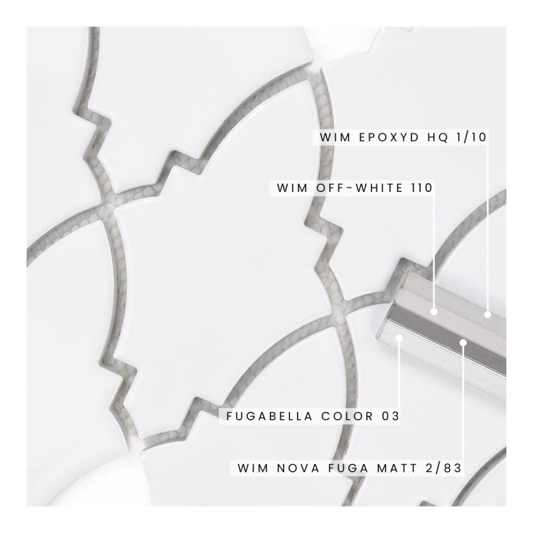 Raw Decor Arabeska Shield White biała mozaika połysk