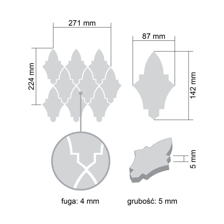 Raw Decor Arabeska Shield White biała mozaika połysk