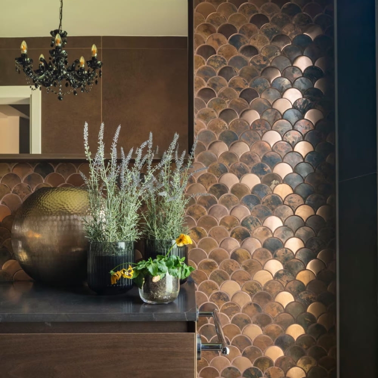 L'Antic Colonial Drop Copper Brushed metalowa mozaika miedziana łuska