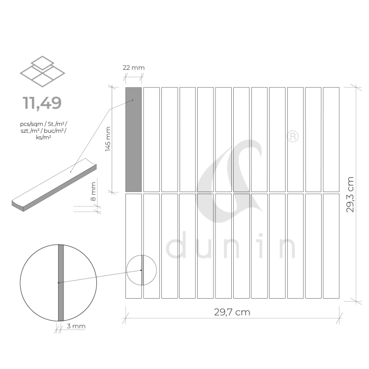 Dunin KitKat Carrara Matt marmurkowa matowa mozaika typu finger-stick